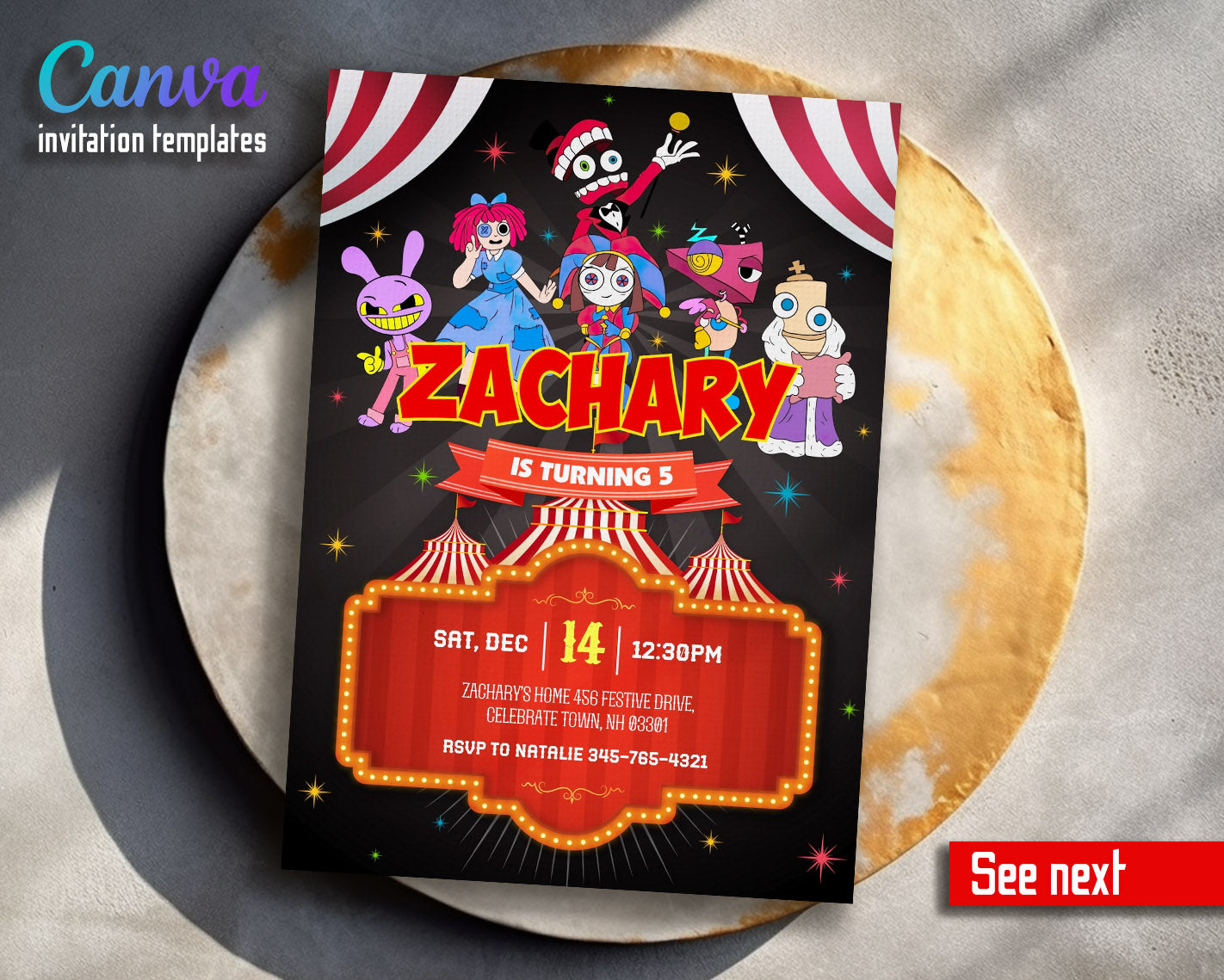 The Amazing Digital Circus customizable invitation template | Share or Print |  | PJ513