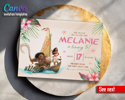 Moana Princess customizable invitation template | Share or Print | girl | YL663