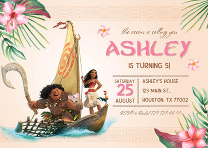 Moana Princess customizable invite template girl | instant download | Share or Print | OD148