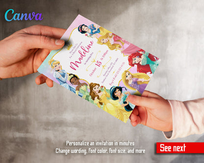 Disney Princess  customizable invitation template | Share or Print | girl | DQ734