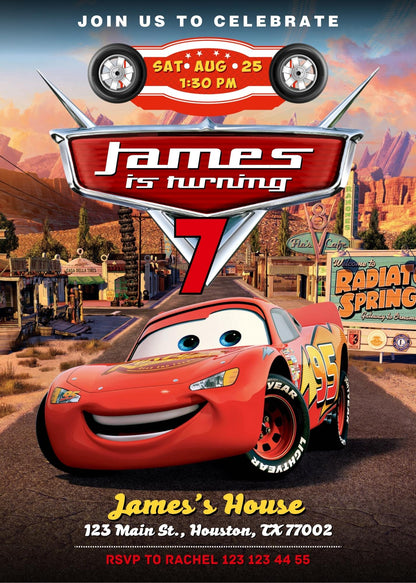 Cars Lighting McQueen customizable invite template | instant download | Share or Print | DZ439