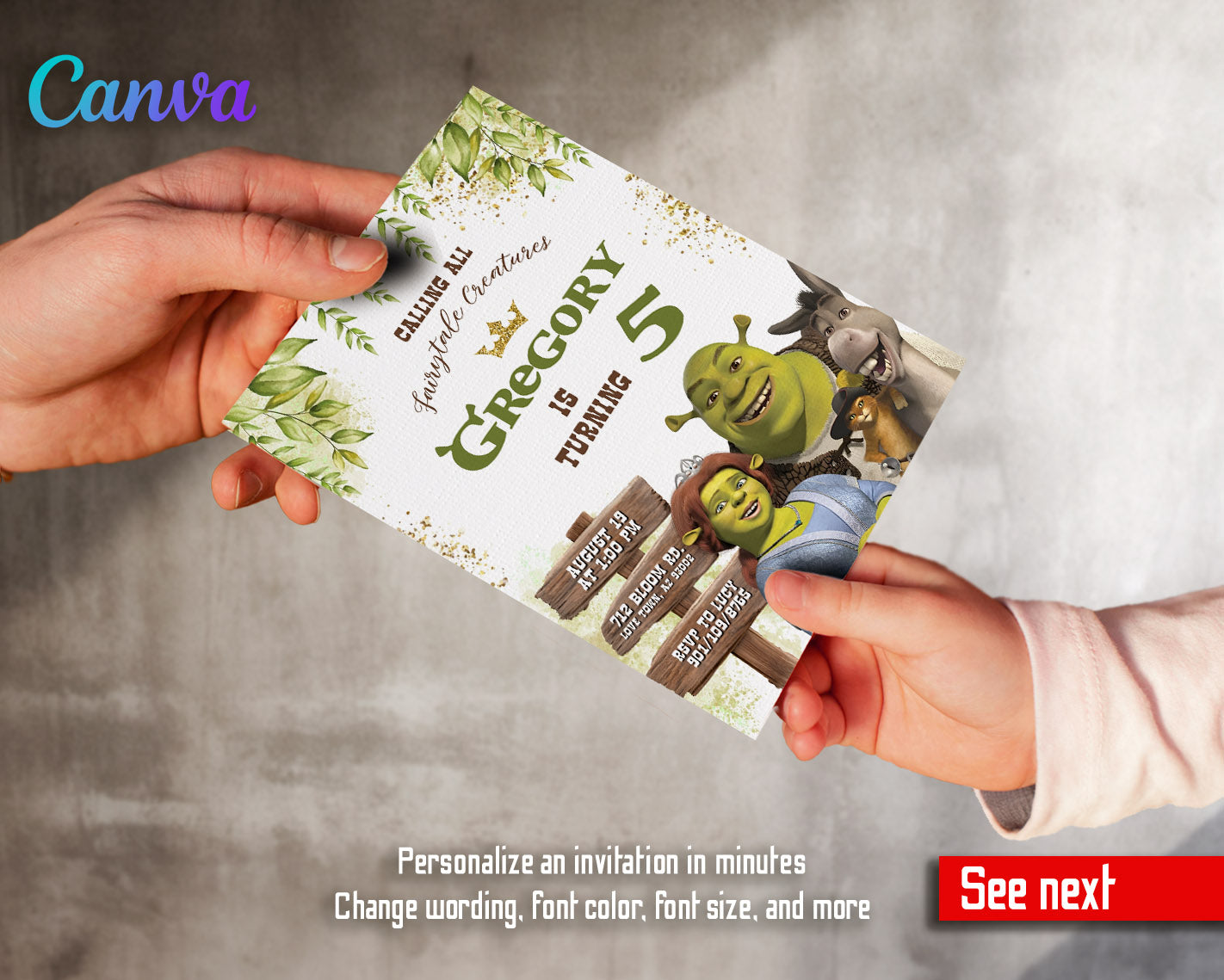 Shrek  customizable invitation template | Share or Print |  | TS557