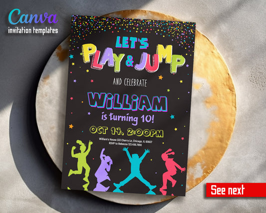 Trampoline Jump Party  customizable invitation template | Share or Print |  | OY763