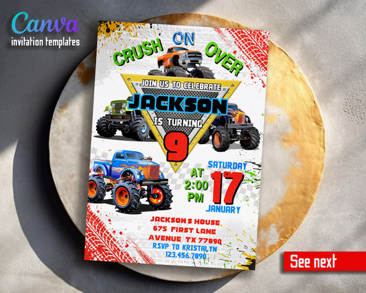 Monster Jam Monster Truck customizable invitation template | Share or Print | boy | PW140