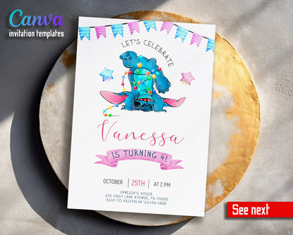 Lilo & Stitch Aloha customizable invitation template | Share or Print |  | BA264