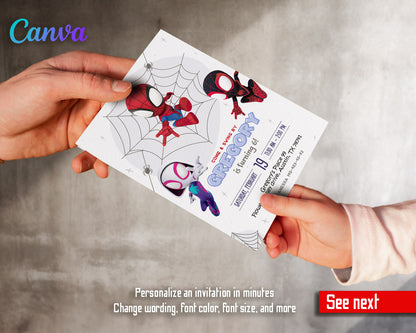 Spidey and His Amazing Friends customizable invitation template | Share or Print | boy | QD433