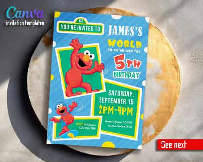 Sesame Street Elmo customizable invitation template | Share or Print |  | WM193