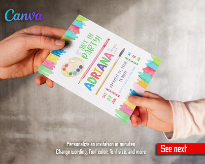 Art Party customizable invitation template | Share or Print | girl | EU273