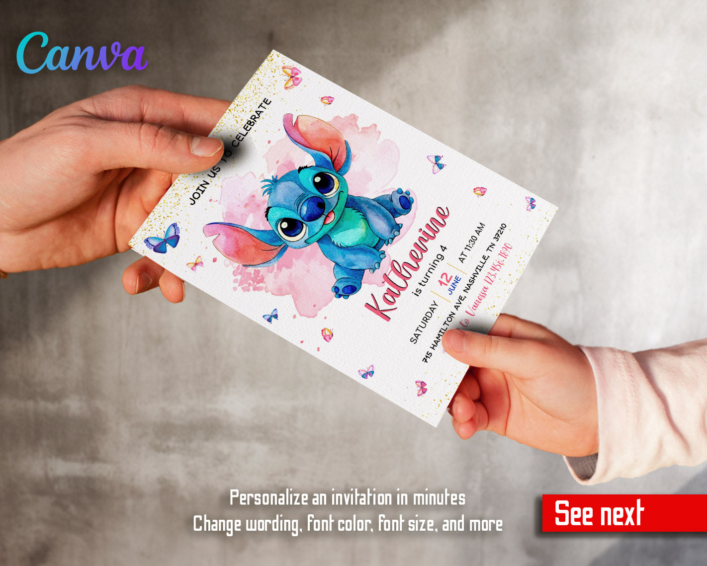 Lilo & Stitch Aloha customizable invitation template | Share or Print |  | OT849