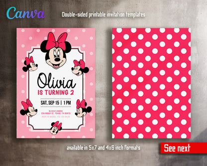 Minnie Mouse Disney Mickey customizable invitation template | Share or Print | girl | DX861