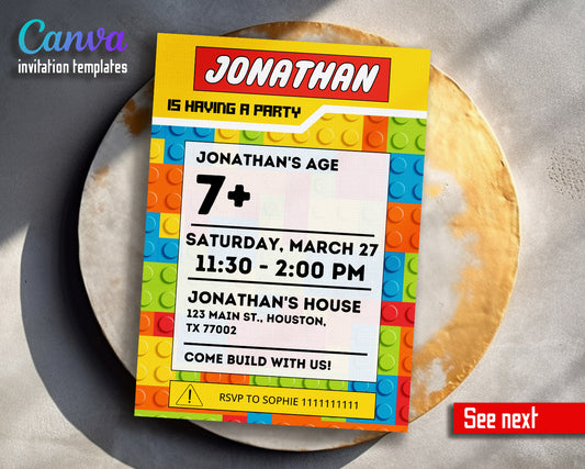 Lego  customizable invitation template | Share or Print |  | EL406