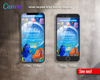 Finding Nemo customizable invitation template | Share or Print |  | TG839