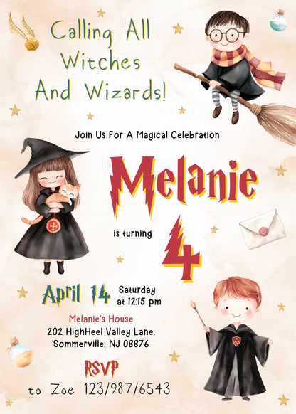 Harry Potter  customizable invitation template | Share or Print |  | DD508