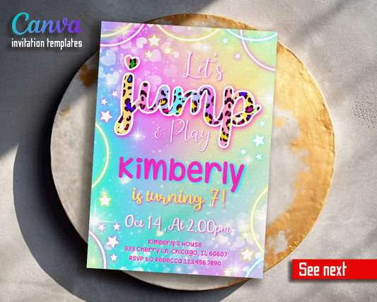 Trampoline Jump Party  customizable invitation template | Share or Print |  | TO900