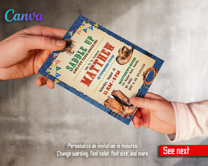 Cowboy Rodeo customizable invitation template | Share or Print | boy | II658