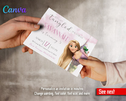 Rapunzel Princess Tangled customizable invitation template | Share or Print | girl | YN363