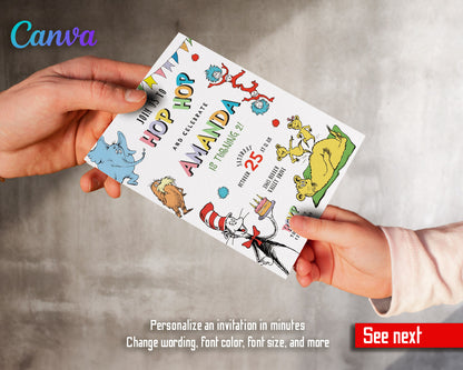 Dr Seuss Hop on Pop customizable invitation template | Share or Print |  | SP979