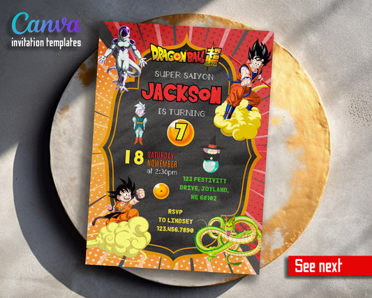 Dragon Ball Z Anime  customizable invitation template | Share or Print | boy | UQ412