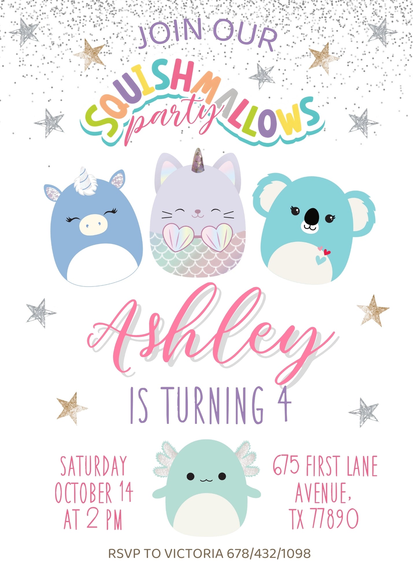 Squishmallows  customizable invitation template | Share or Print |  | AQ957