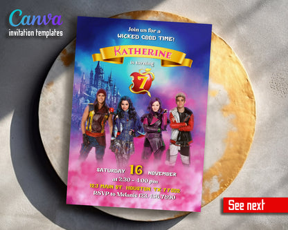 Descendants Disney  customizable invitation template | Share or Print |  | KQ270