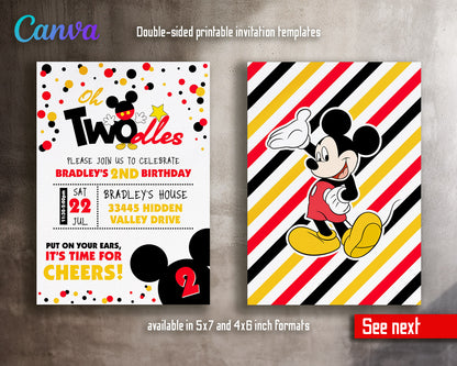 Mickey Mouse 2nd Birthday customizable invitation template | Share or Print |  | VB833