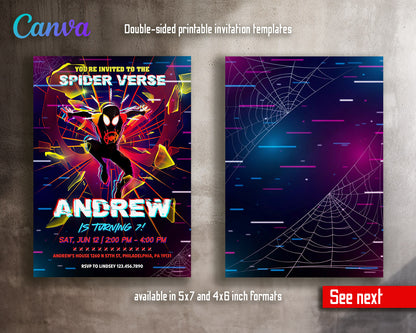 Spider Man Across the Spider-Verse customizable invitation template | Share or Print | boy | PA304