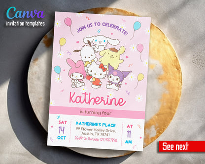 Hello Kitty Sanrio customizable invitation template | Share or Print | | VB245