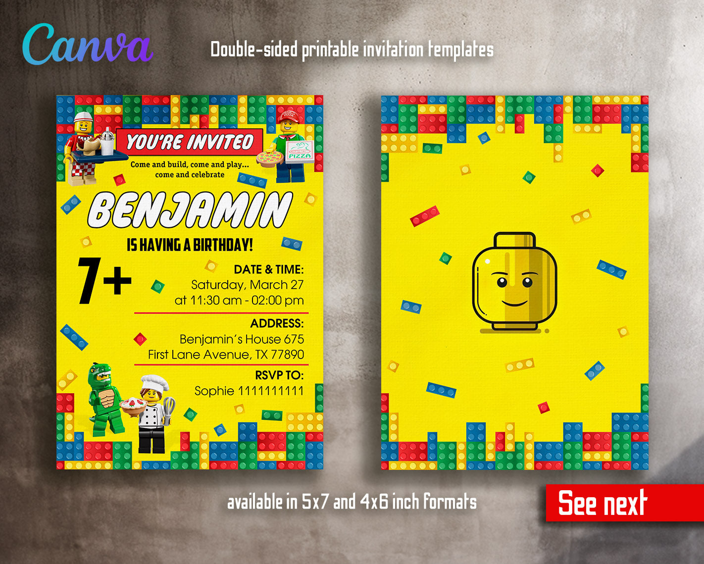 Lego Minifigures  customizable invitation template | Share or Print |  | WE609