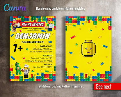 Lego Minifigures  customizable invitation template | Share or Print |  | WE609