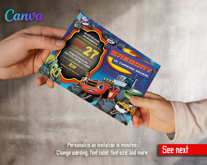 Blaze Monster Machines Trucks  customizable invitation template | Share or Print | boy | JT612