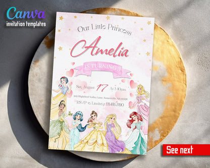 Disney Princess  customizable invitation template | Share or Print | girl | JP612