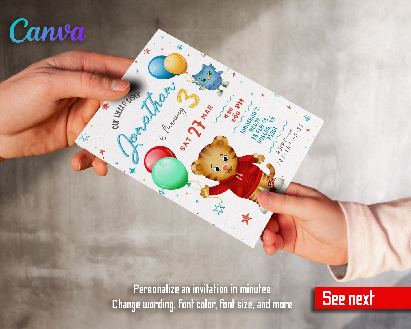 Daniel Tiger's Neighborhood  customizable invitation template | Share or Print |  | LM619