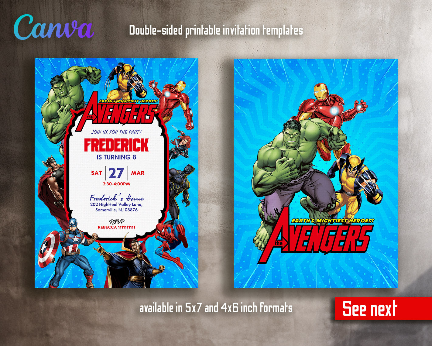 Avengers Marvel Superhero  customizable invitation template | Share or Print | boy | JN399