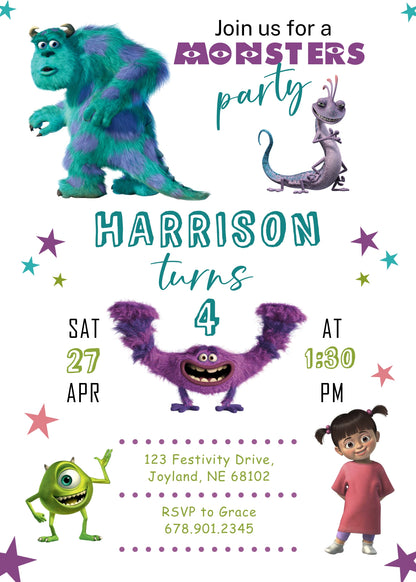 Monsters, Inc.  customizable invitation template | Share or Print |  | DQ283