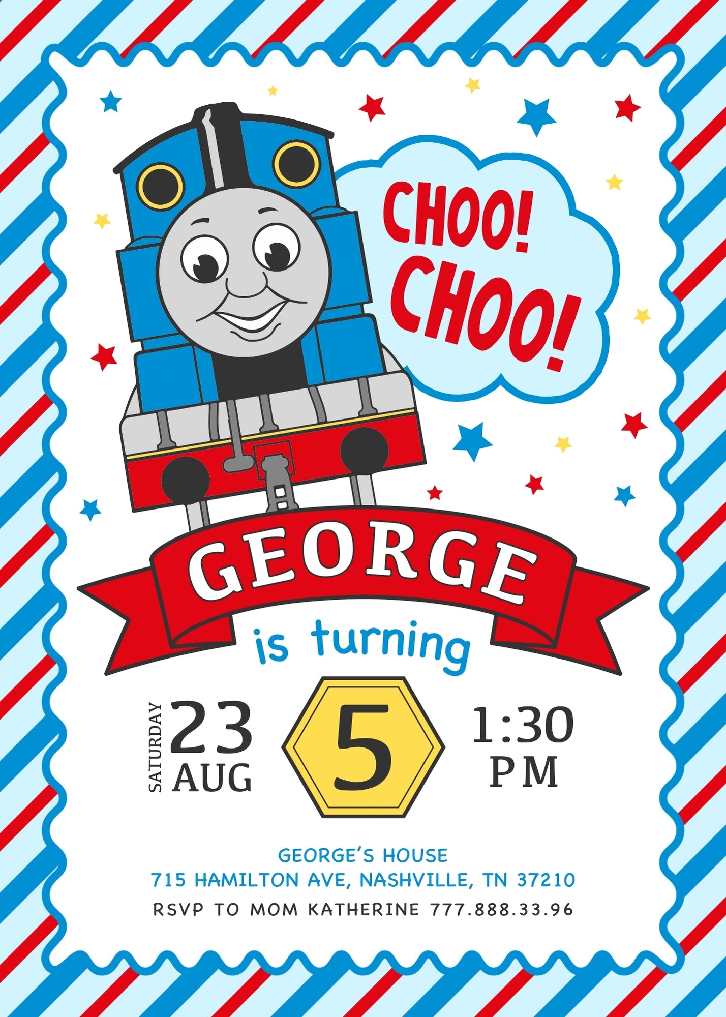 Thomas Train & Friends customizable invitation template | Share or Print |  | XZ991