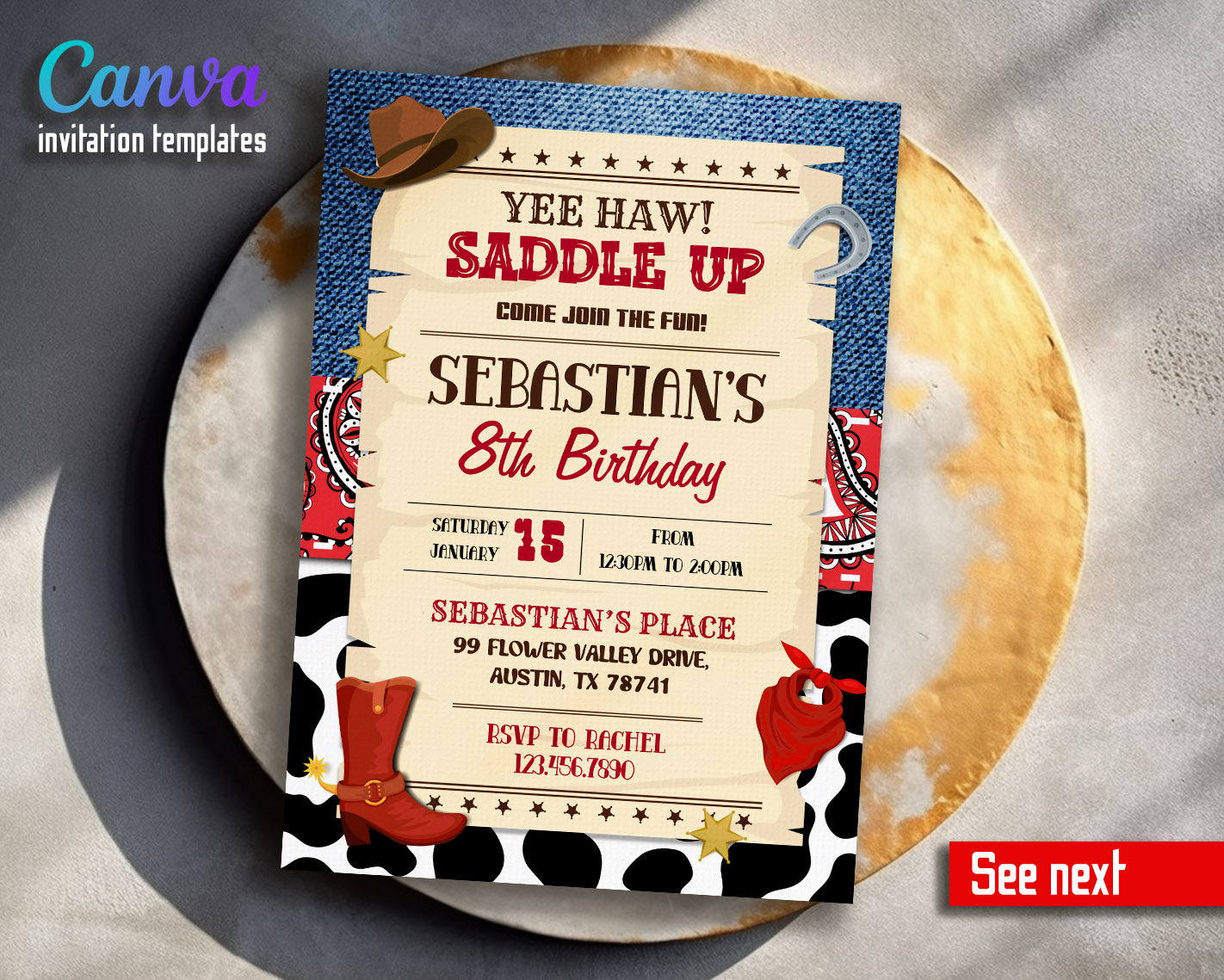 Cowboy Rodeo customizable invitation template | Share or Print | boy | FZ747