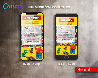 Lego Minifigures  customizable invitation template | Share or Print |  | RD588