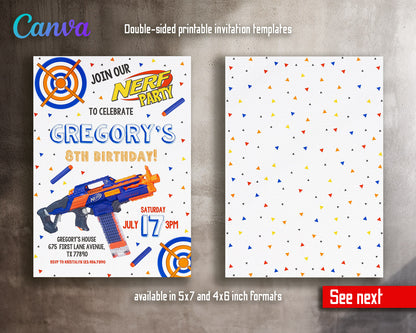 NERF Dart Wars  customizable invitation template | Share or Print | boy | IP289