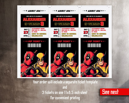 Deadpool Wolverine Marvel customizable invitation template | Share or Print | boy | JQ443