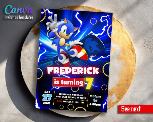 Sonic the Hedgehog customizable invitation template | Share or Print |  | QN691