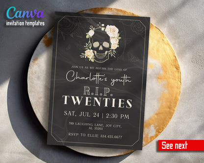 Rip Twenties Birthday customizable invitation template | Share or Print |  | SV451