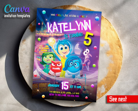 Inside Out 2 customizable invitation template | Share or Print |  | WX470