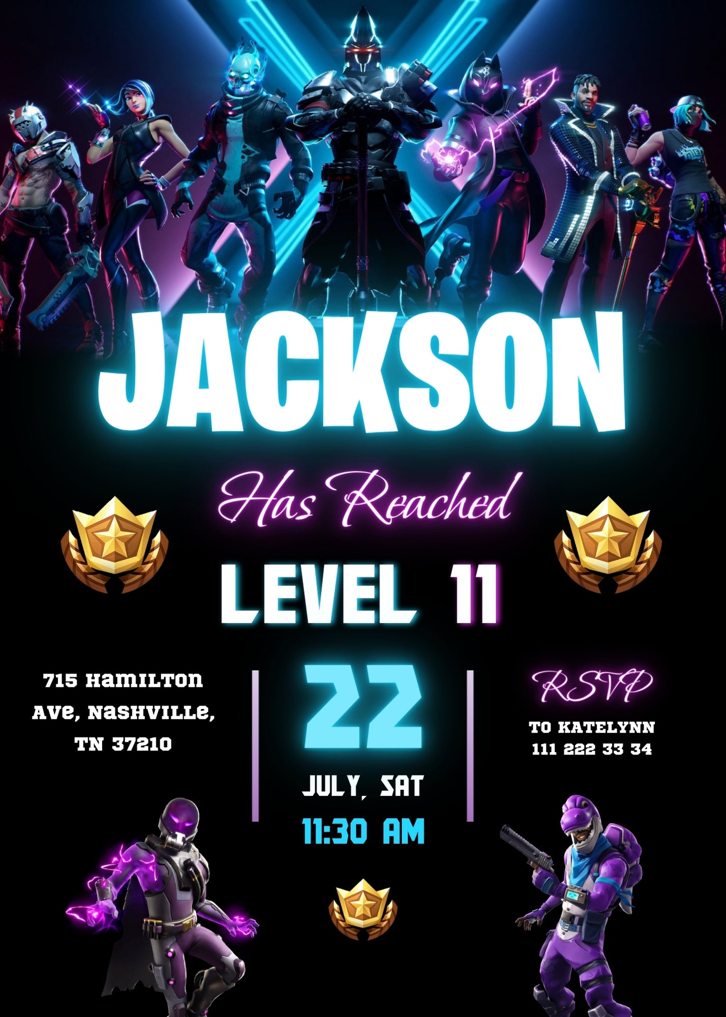 Fortnite gamer customizable invitation template | Share or Print | boy | IP187