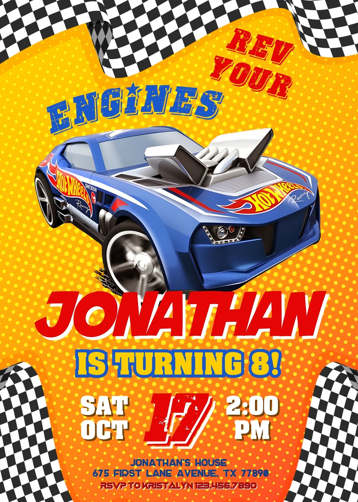 Hot Wheels Racing  customizable invitation template | Share or Print | boy | ZV697