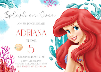 Little Mermaid Ariel customizable invite template girl | instant download | Share or Print | EA206