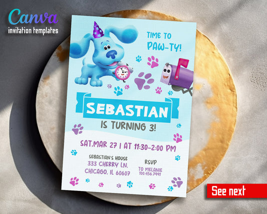 Blue's Clues Puppy customizable invitation template | Share or Print |  | ZZ328