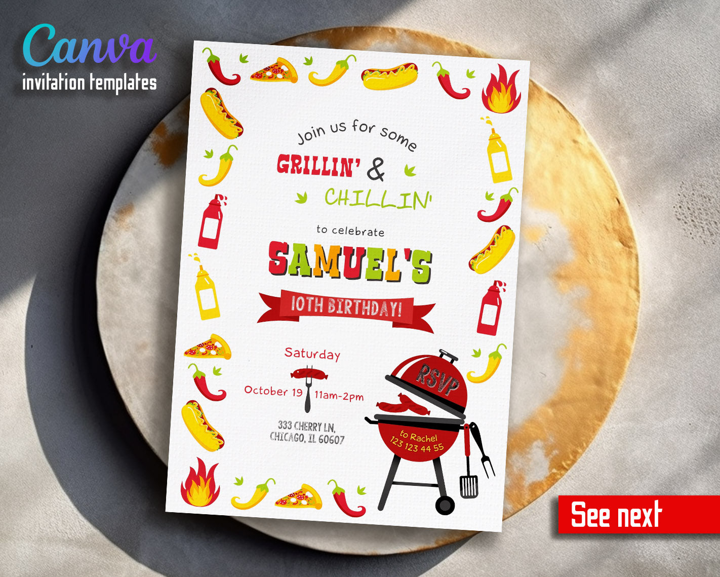 Grill Chill Bbq customizable invitation template | Share or Print |  | QC381