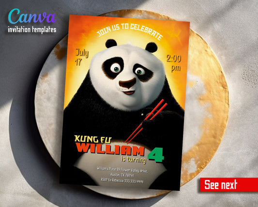 Kung Fu Panda Po customizable invitation template | Share or Print |  | VE299