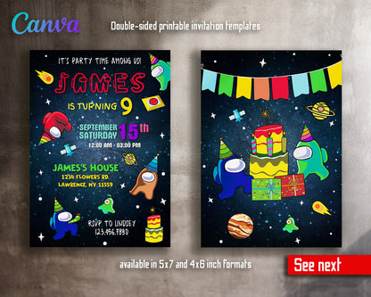 Among Us Gamer customizable invitation template | Share or Print |  | ZU405