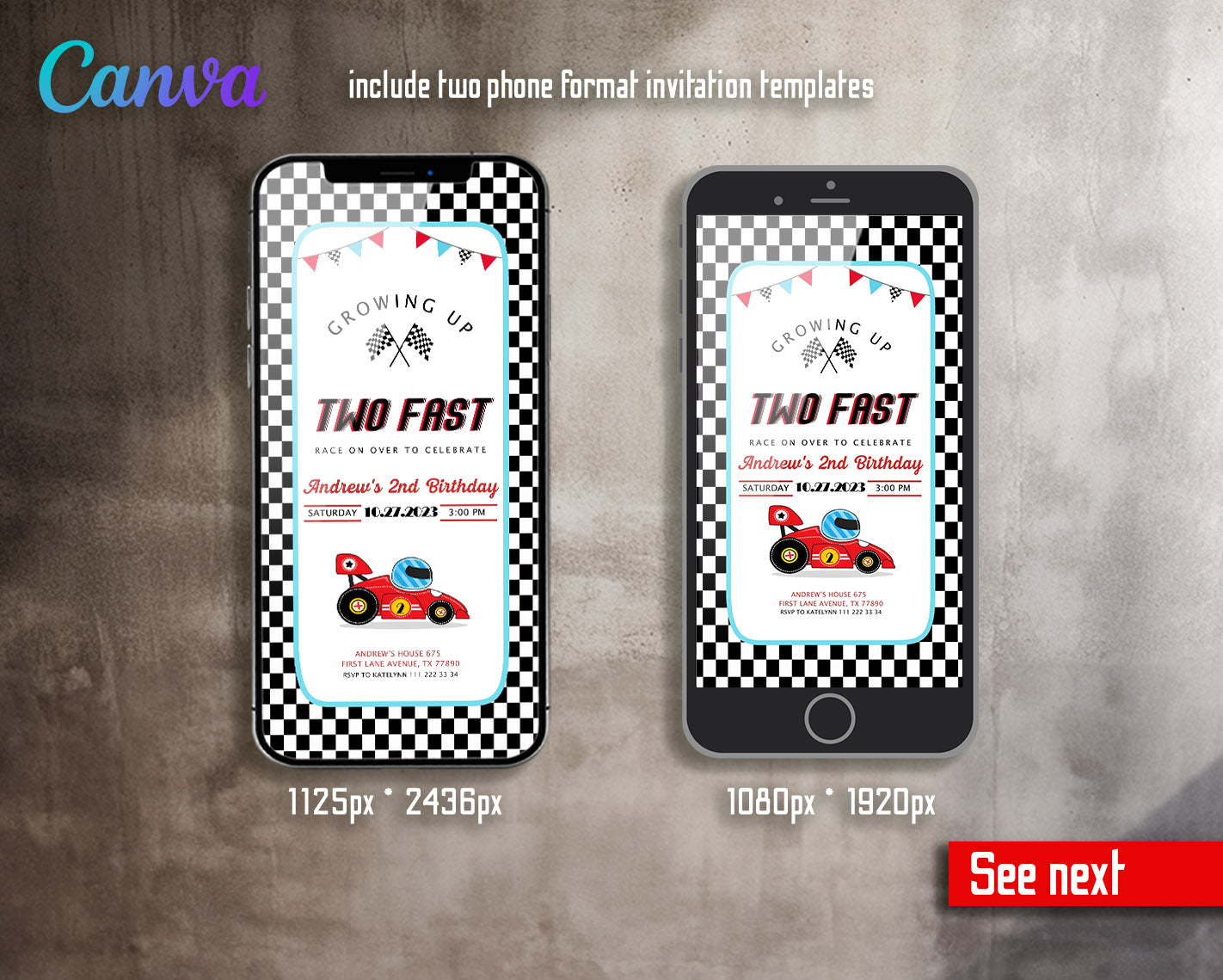 Race Car 2nd Bday Watercolor customizable invitation template | Share or Print | boy | WN261